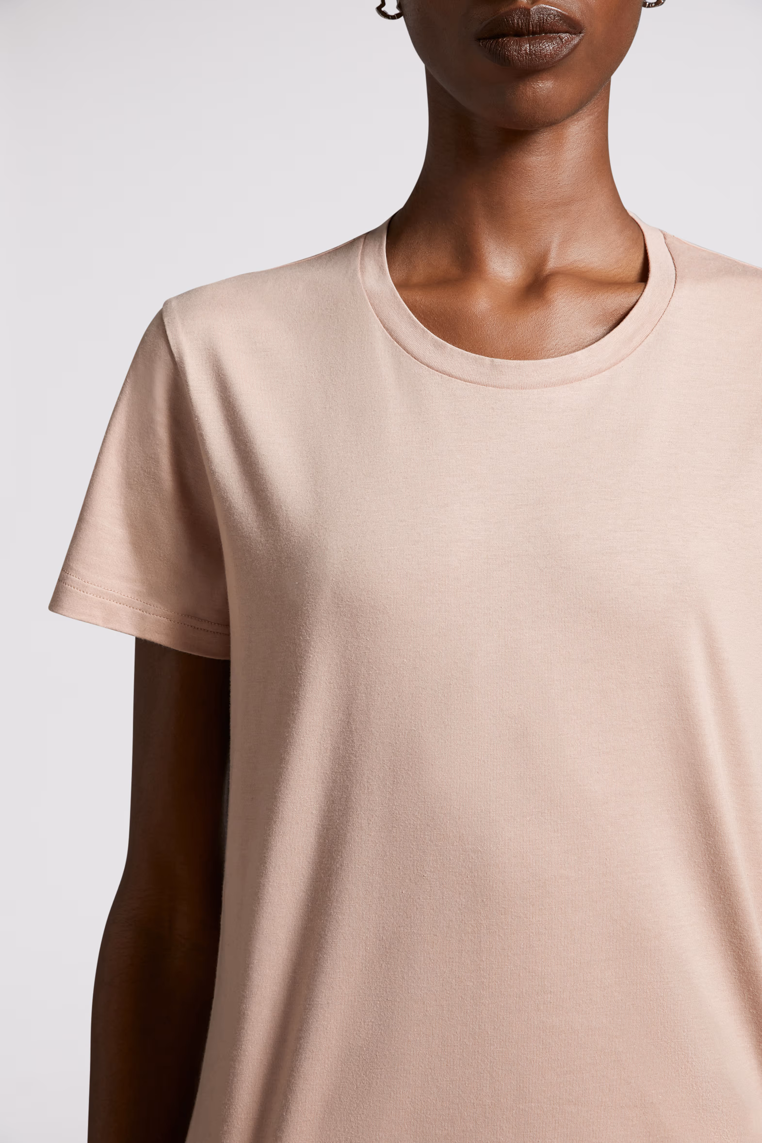 Cotton Jersey T-Shirt Women Light Pink Moncler 6